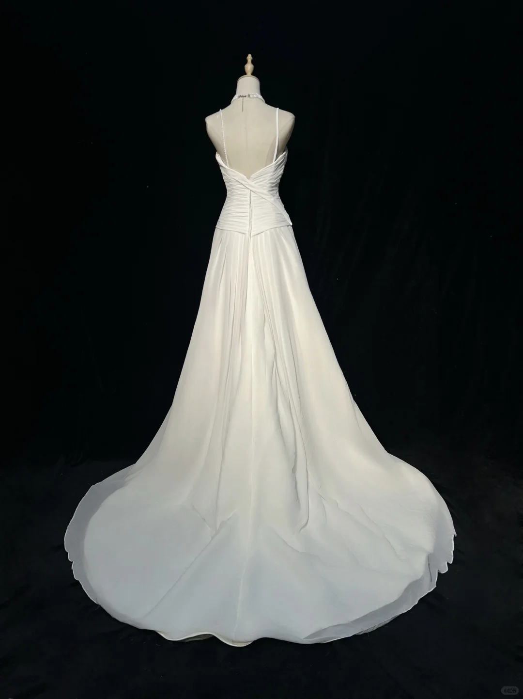 Gorgeous Spaghetti Straps White Chiffon Pleated Mermaid Long Party Dress Evening Dress D5079