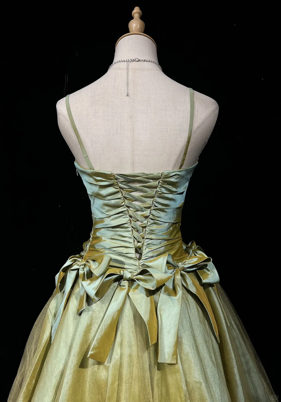Retro Olive Green Tulle Satin Beaded Short Graduation Homecoming Dress,Spaghetti Straps A Line Mini Birthday Dress D2840