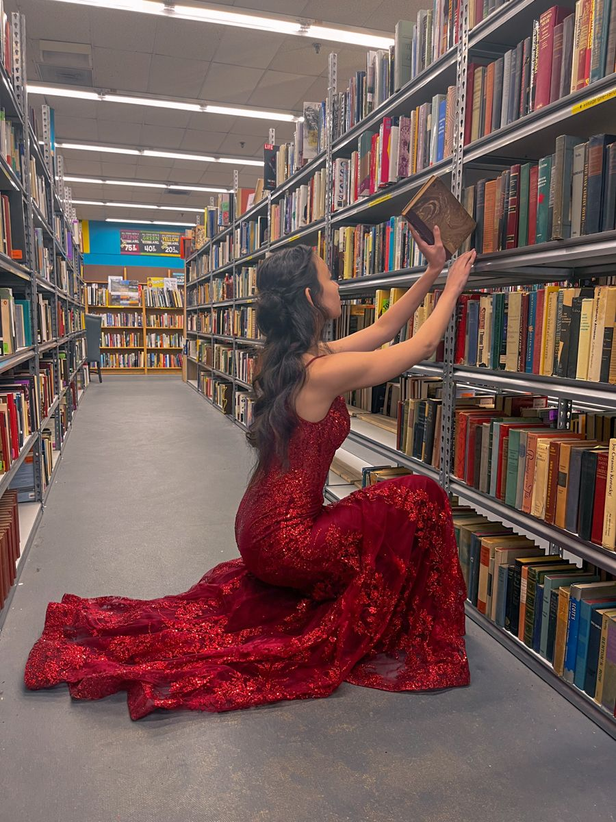 Shiny Spaghetti Straps Red Tulle Sequin Mermaid Long Wedding Guest Dress Evening Dress D1945