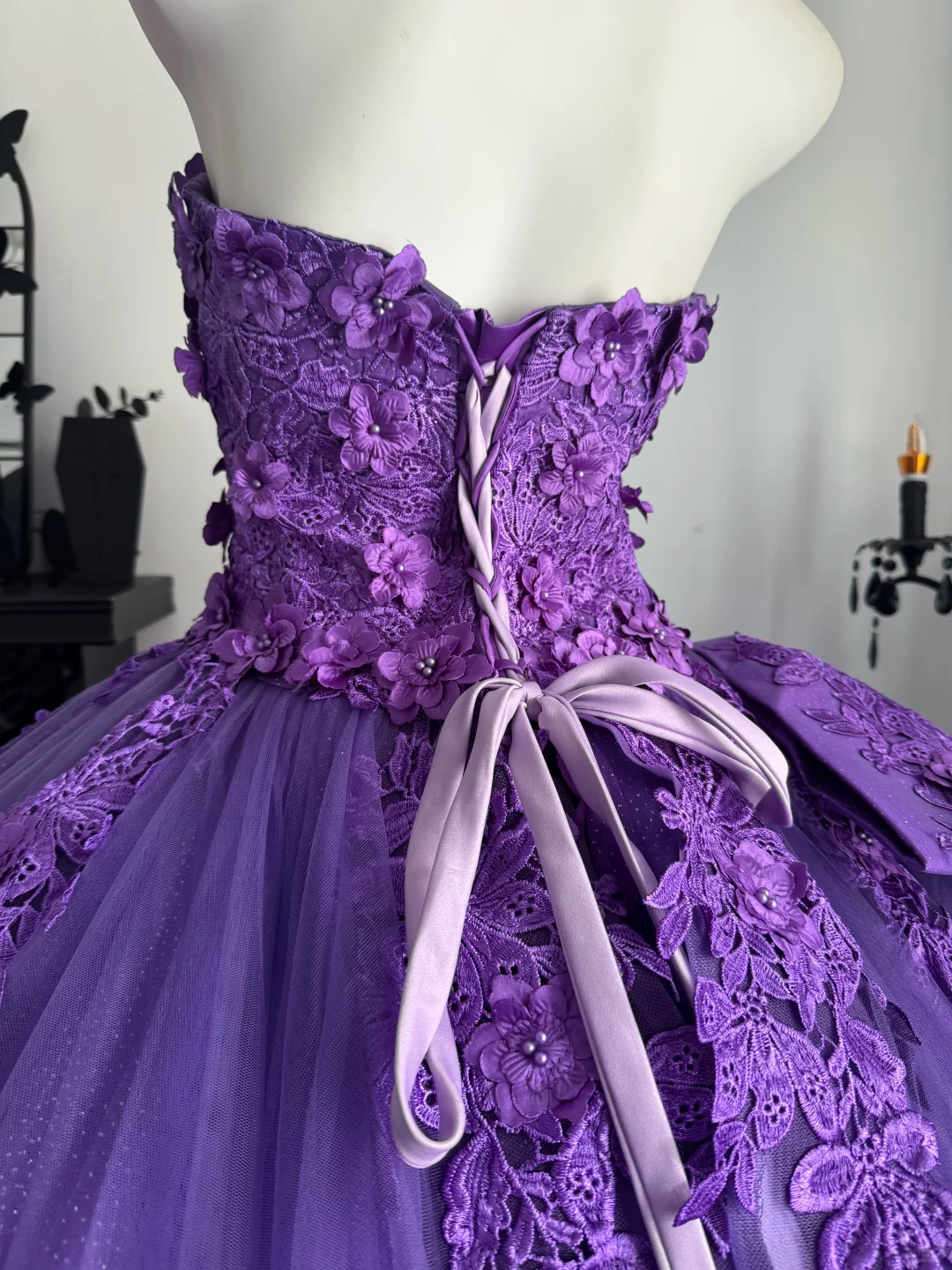 Charming Purple Off The Shoulder Tulle Appliques Sweet 16 Dress,Formal Quinceanera Dress D3721