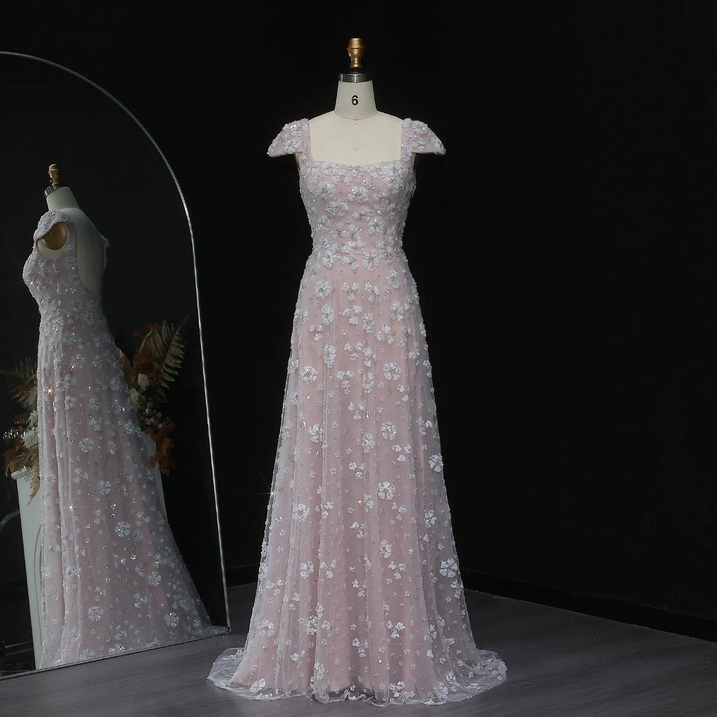 Pretty White Tulle A Line Long Party Dress Formal Prom Dresses D944