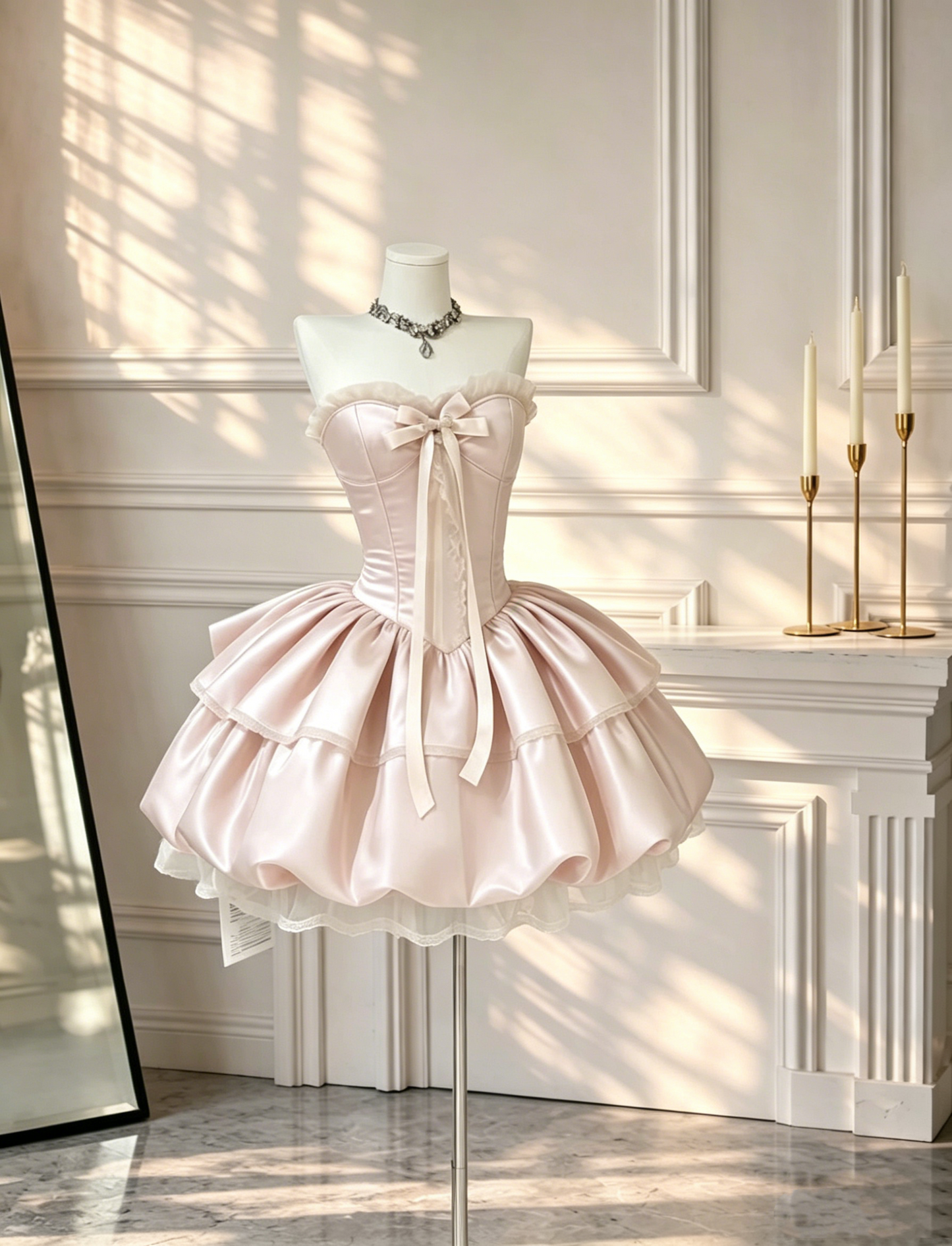 Cute Pink Sweetheart Neck Satin A Line Short Homecoming Dress Birthday Dress D2643