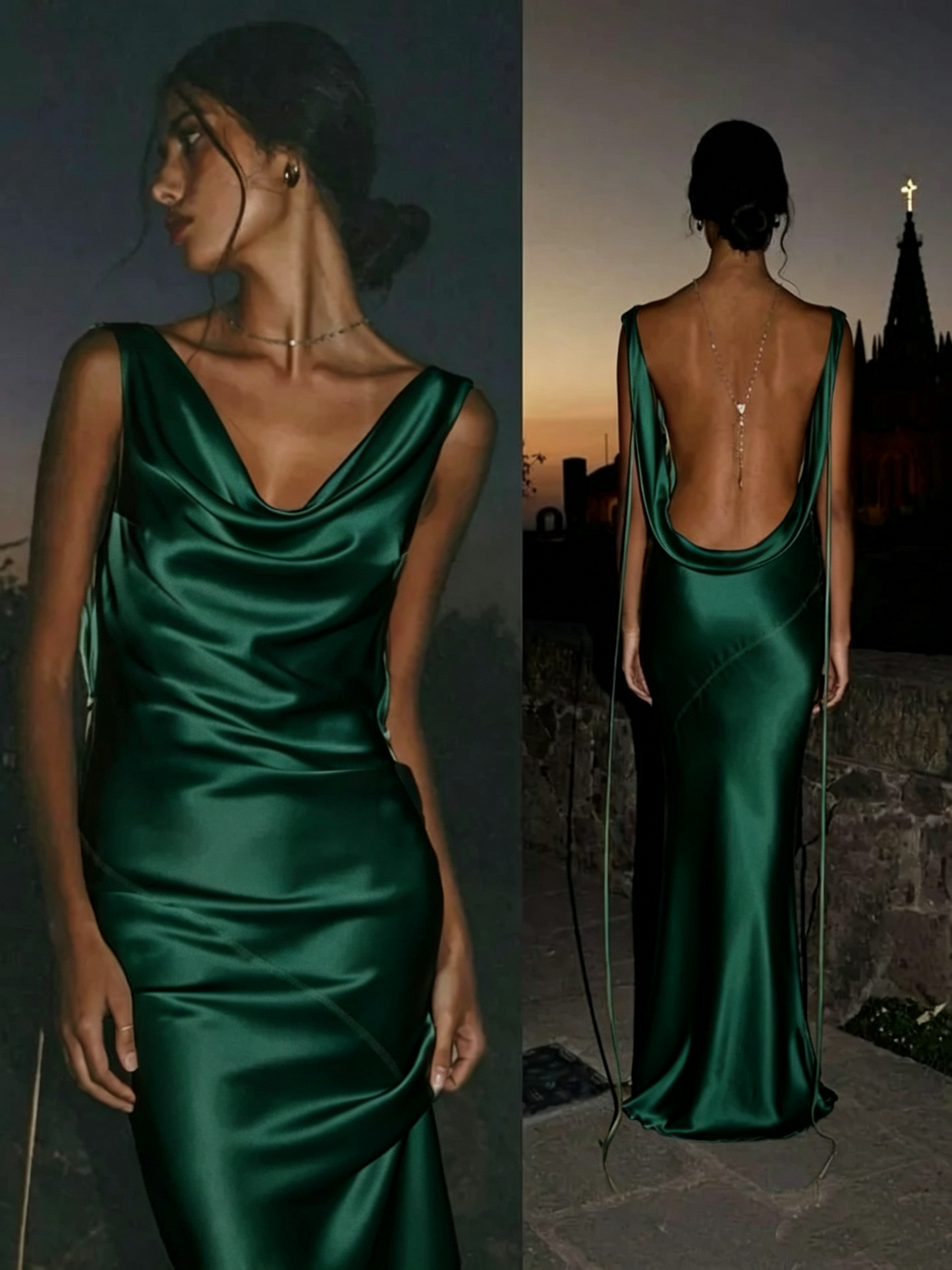Sexy Green Sleeveless Satin Backless Mermaid Evening Dress Long Party Gown Bridesmaid Dress D1464