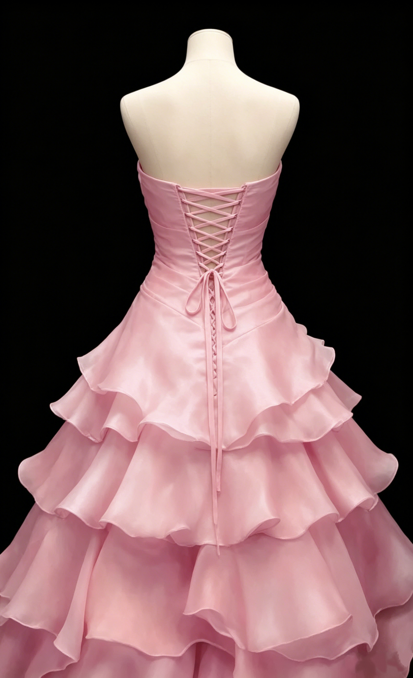 Pretty Strapless A Line Ruffle Long Prom Dress White Layered Wedding Dress S183