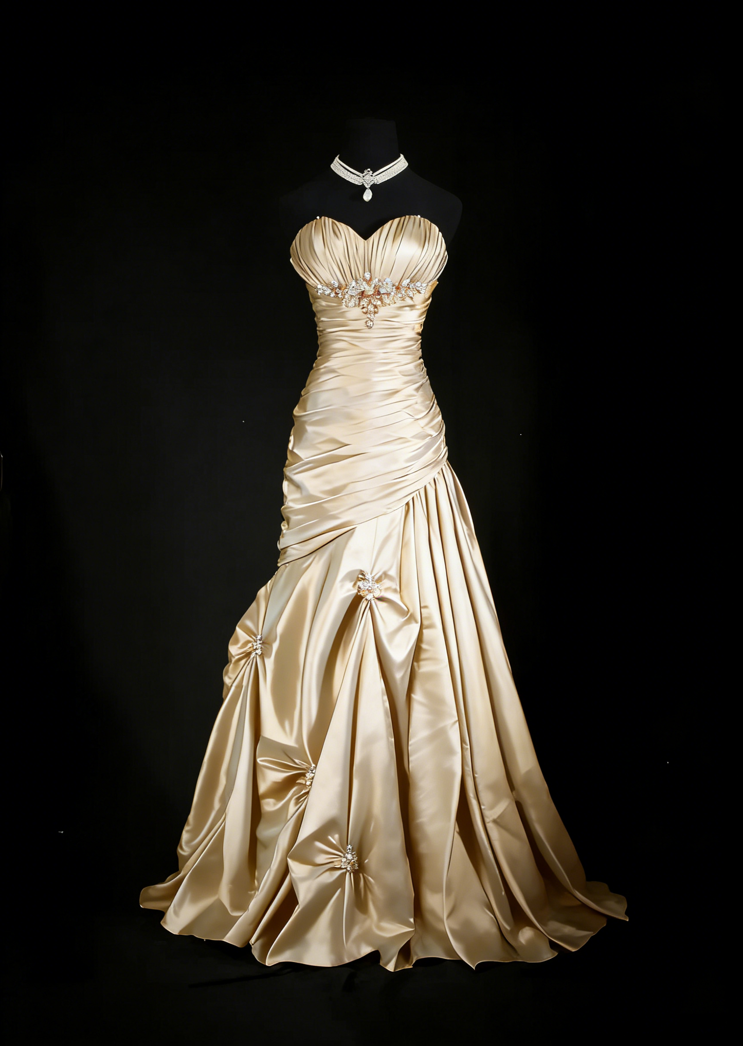 Retro Burgundy Strapless Satin Pleated Mermaid Long Party Dress Birthday Dress With Beads D2234