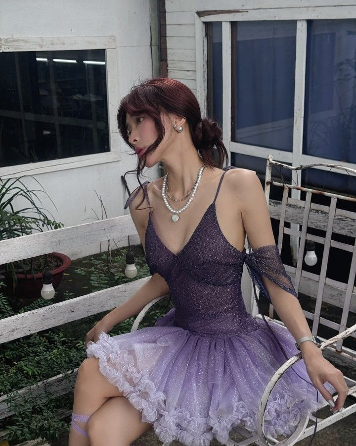 Charming Ombre Purple Spaghetti Straps V Neck Tulle Sequin A Line Short Prom Dress Formal 18th Birthday Outfits D707