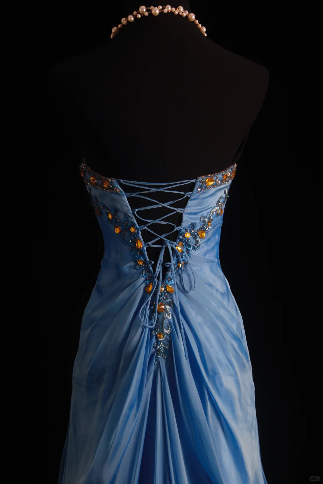 Charming Sweetheart Neck Blue Satin Chiffon Embroidery Beaded Mermaid Long Birthday Dress Party Gown D2858