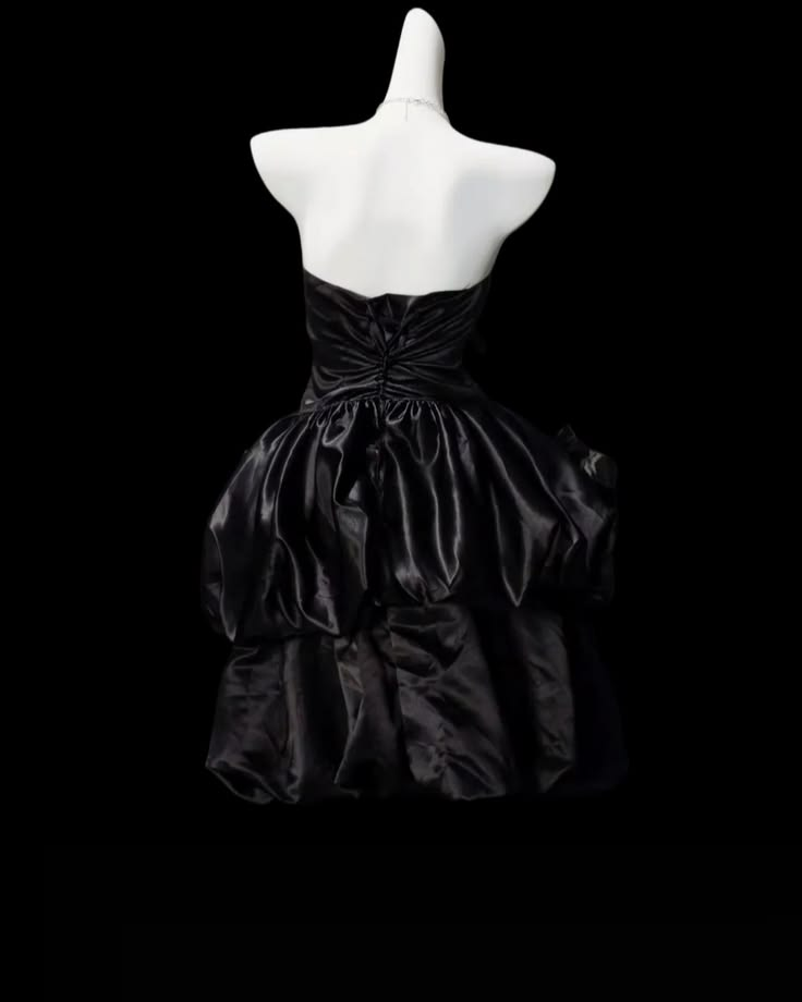 Classy Black Strapless Satin Short Homecoming Dress Cocktail Dress D3925