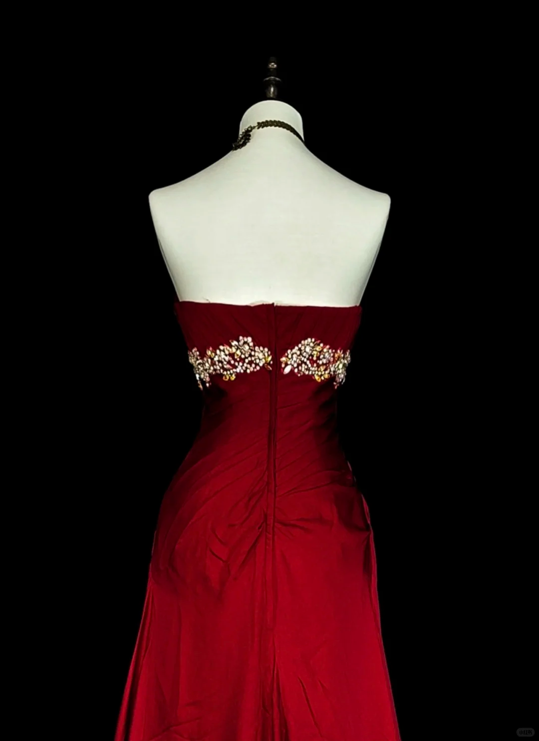 Vintage Sweetheart Neck Satin Pleated Beaded Evening Dress Burgundy Mermaid Long Party Dress D5378
