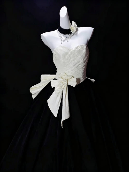 Fashion Black Strapless Satin Sweet 17 Dress Formal Quinceanera Dress D3626