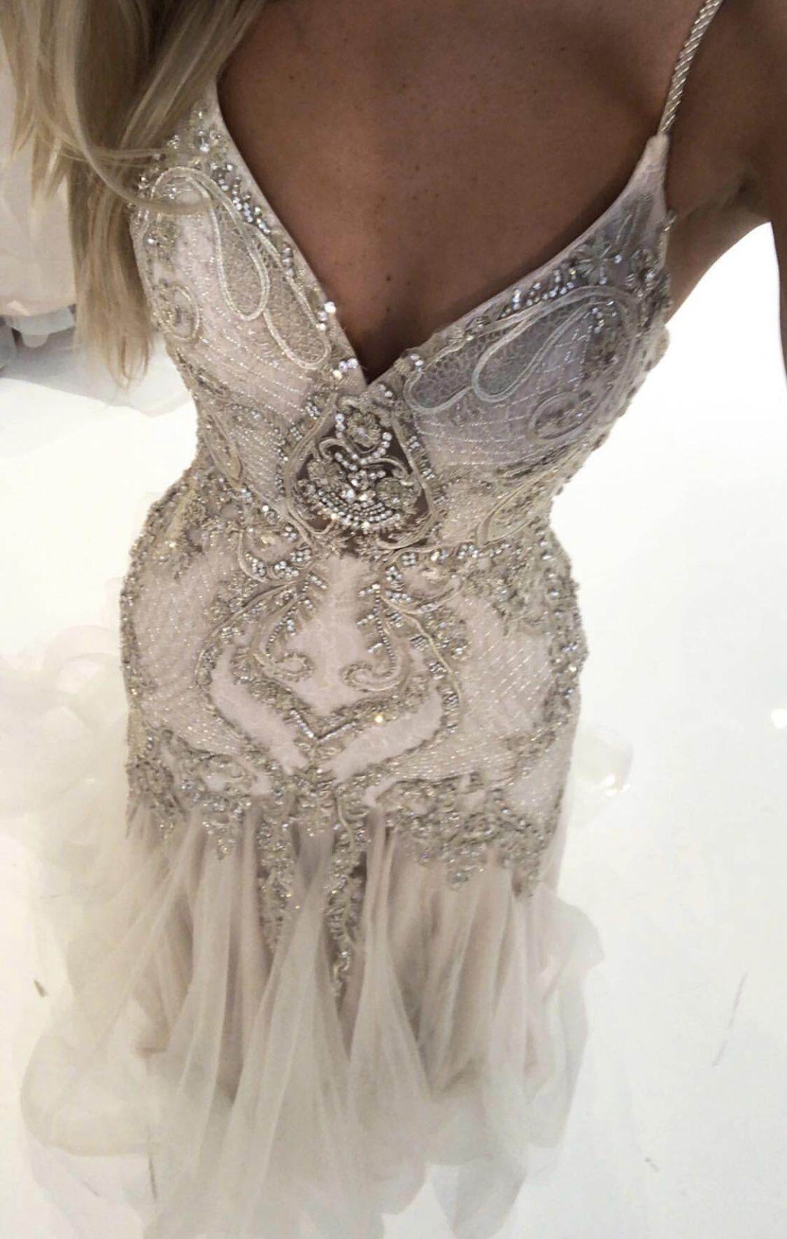 Gorgeous Spaghetti Straps Tulle Beaded Mermaid Long Party Dress Evening Dress D3904