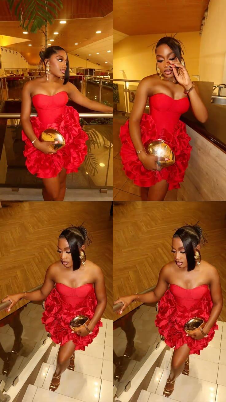 Sexy Red Strapless Satin Short Homecoming Dress Cocktail Dress D3687