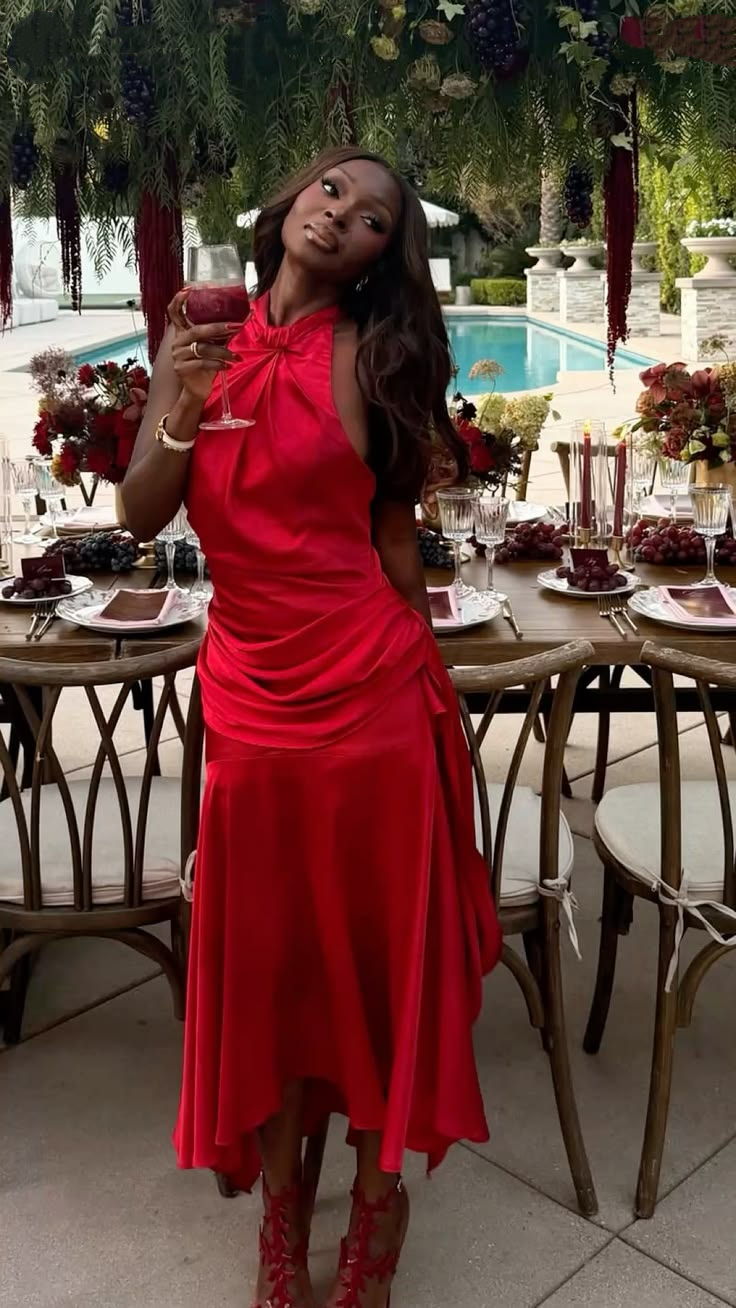 Stylish Halter Sleeveless Satin Mermaid Long Party Dress Red Long Evening Gown D4788