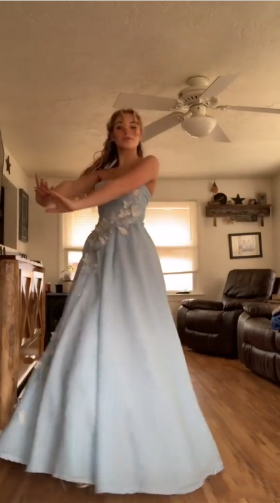 Pretty Strapless Blue Satin Appliques A Line Long Party Dress Birthday Prom Dress D4981