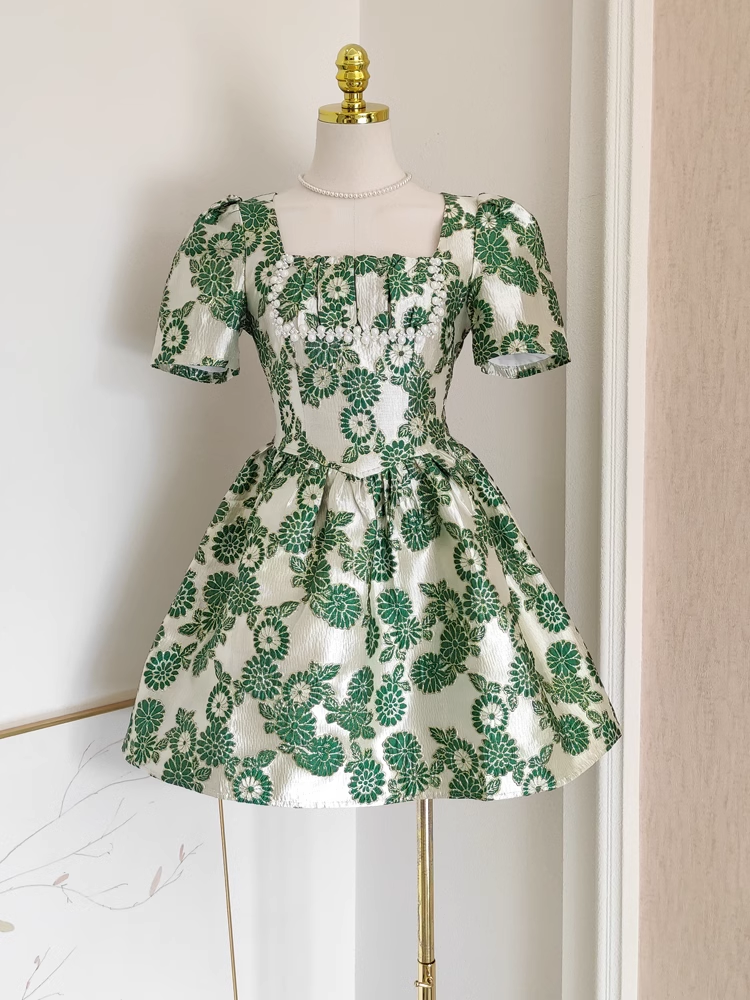 green floral cocktail dress Cute A line Short Sleeves Satin Short Birt Size:7.5ML (TRAVEL SIZE DAB ON) deep neckline dress 10 + Yellow Bridesmaid
