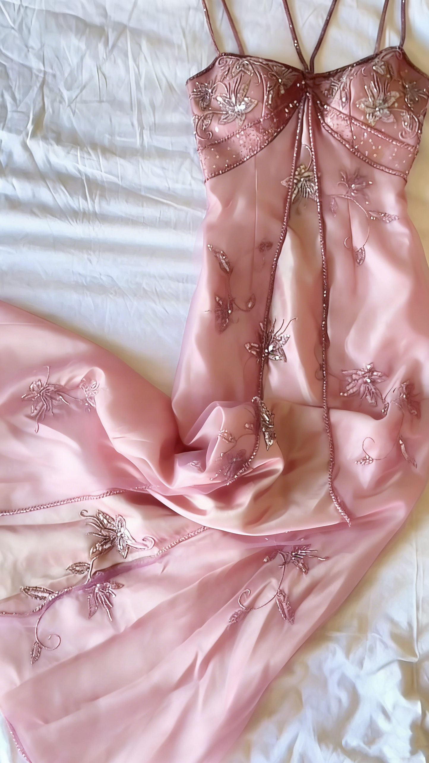 Pretty Lavender Spaghetti Straps Tulle Satin Beaded Mermaid Long Party Dress Evening Gown D2464