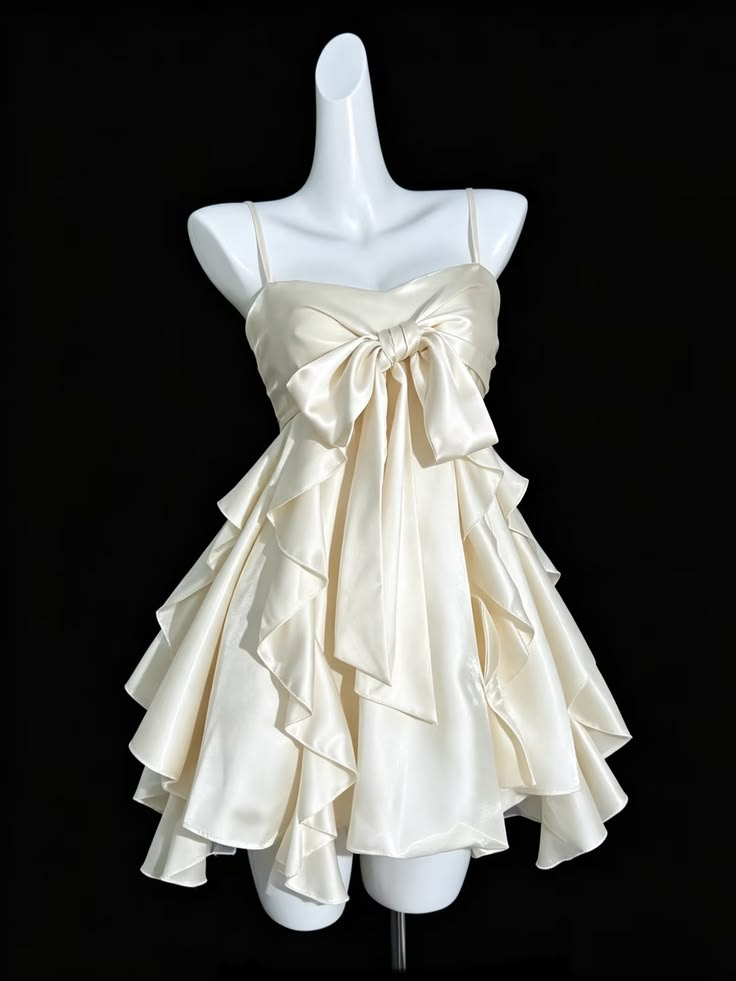 Classy Spaghetti Straps Off White Satin A Line Short Graduation Homecoming Dress D3847