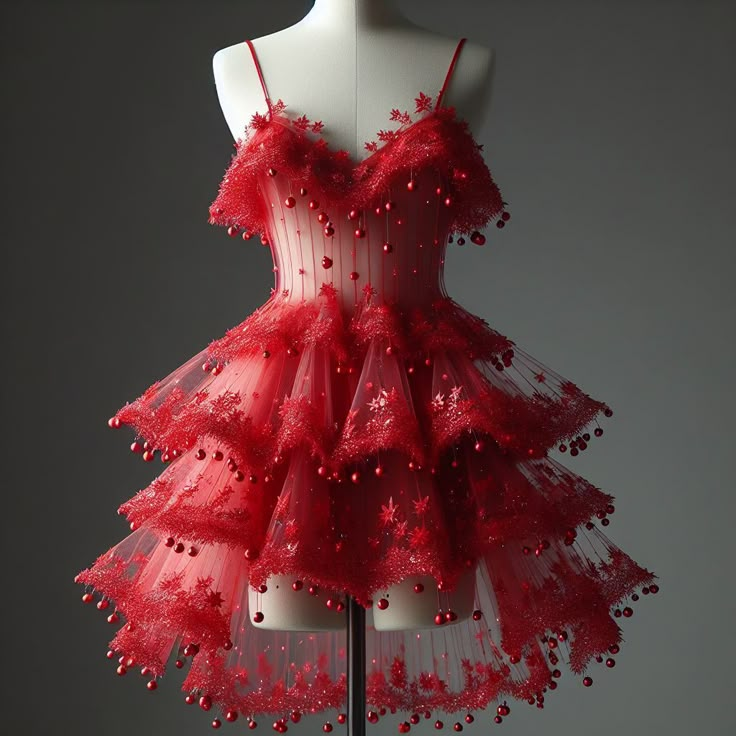 Charming Spaghetti Straps Red Tulle Appliques Beaded Layered A Line Homecoming Dress Short Cocktail Dress D627