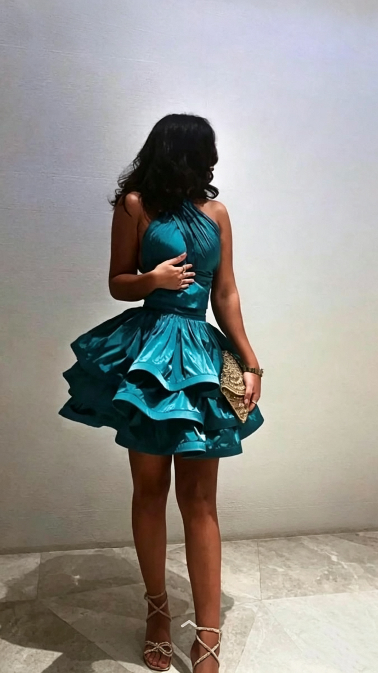 Sexy Halter Blue Satin A Line Layered Short Graduation Homecoming Dress Cocktail Dress D3344