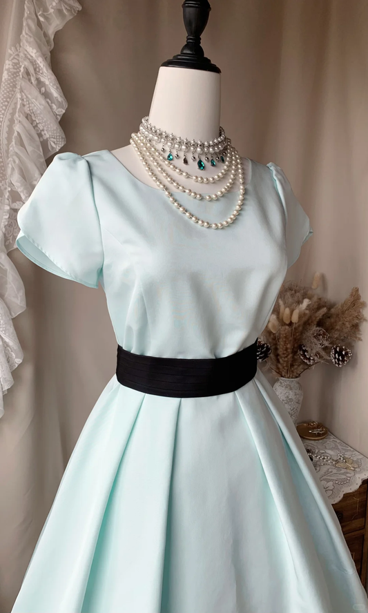 Cute Light Mint Green Satin A Line Short Homecoming Dress Cocktail Dress D3181