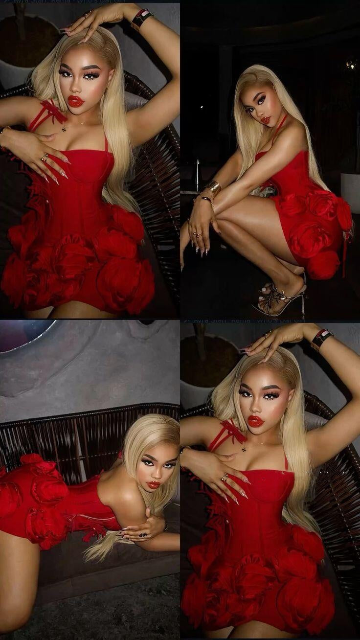 Sexy Red Satin 3D Floral Short 8th Grade Homecoming Dress Cocktail Dress D3464