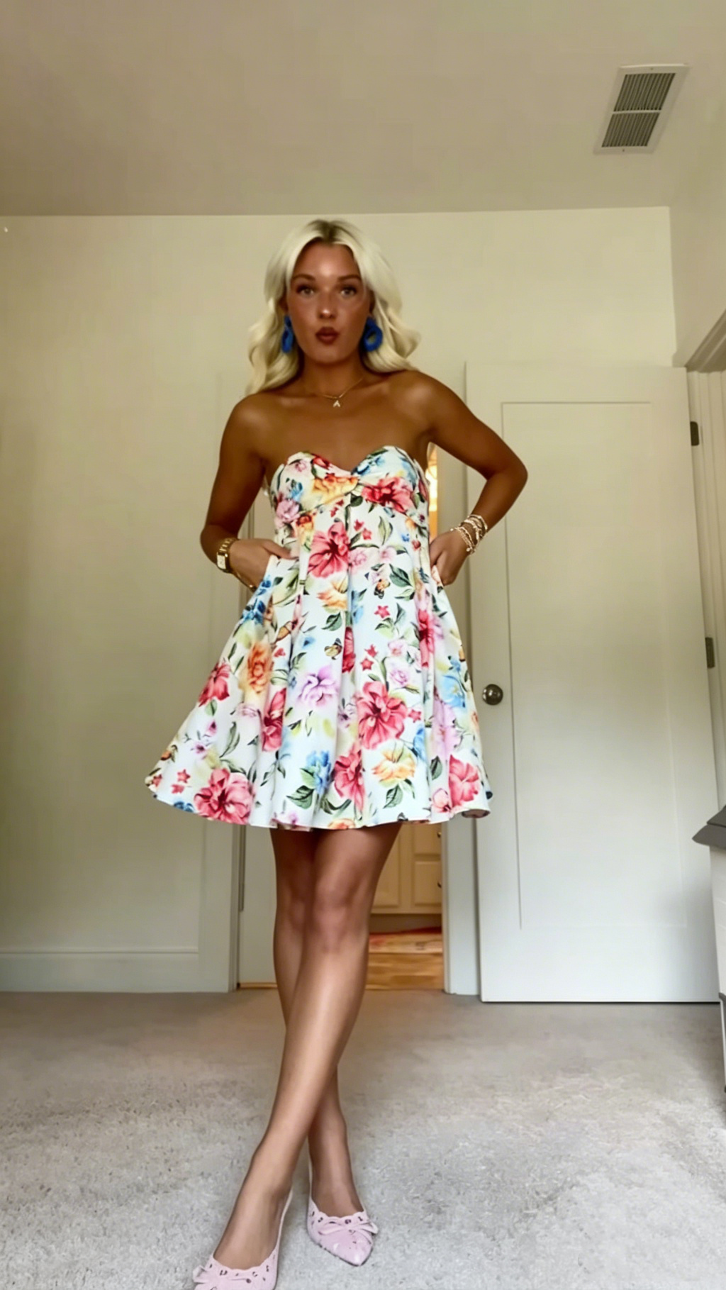 Pretty Satin Print Floral Short Graduation Homecoming Dress,Sweetheart Neck A Line Mini Birthday Dress D3940
