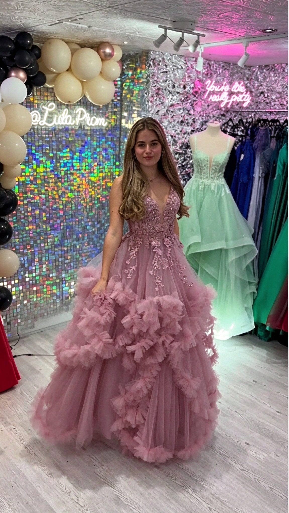 Modern Spaghetti Straps Purple Tulle Appliques Long Evening Dress Party Gowns D5446