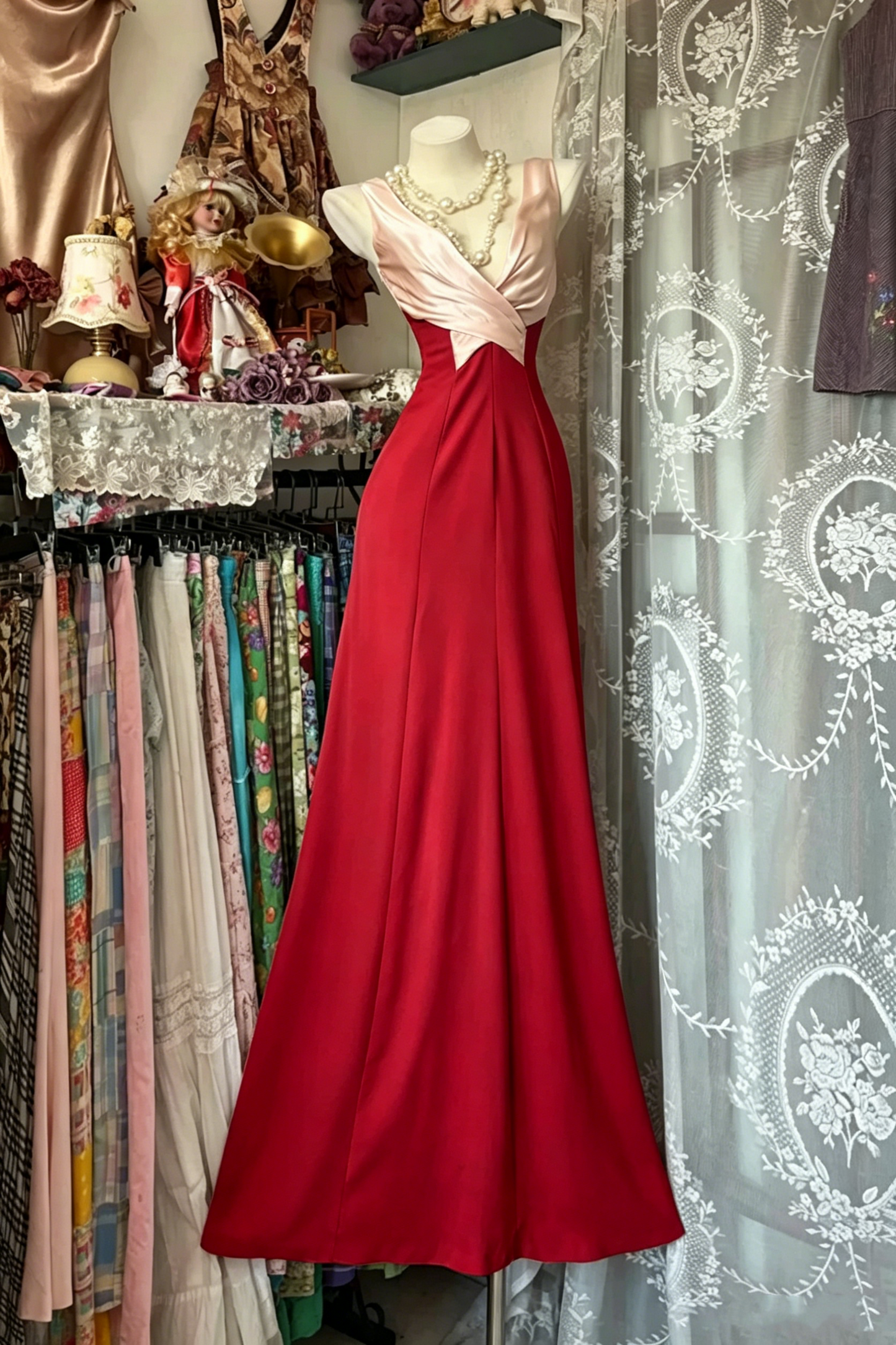 Retro V Neck Lilac Satin Mermaid Long Party Dress Prom Gown D1210