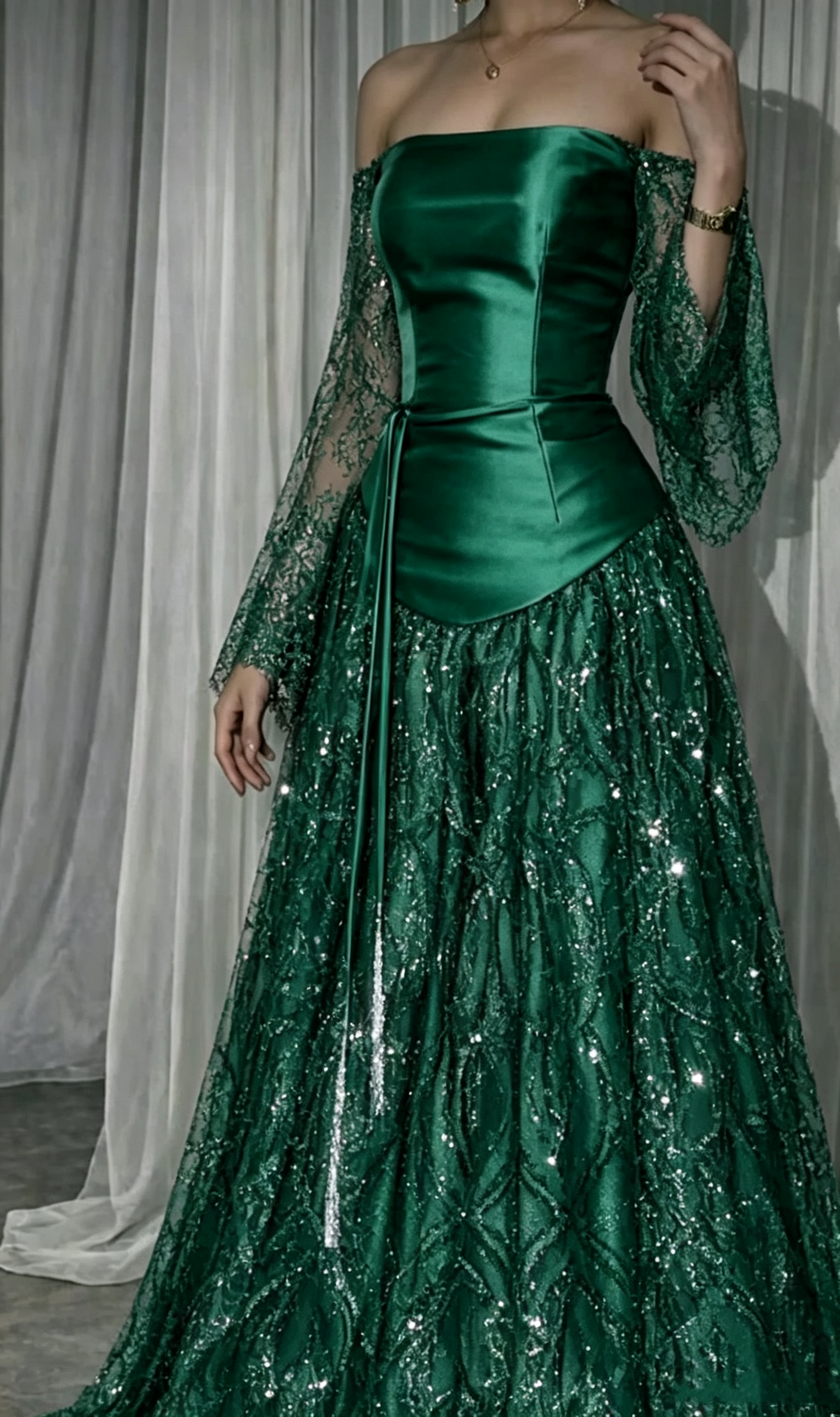 Pretty Pink Satin Lace Sequin Long Party Dress Off The Shoulder Long Wedding Guest Dress D4280