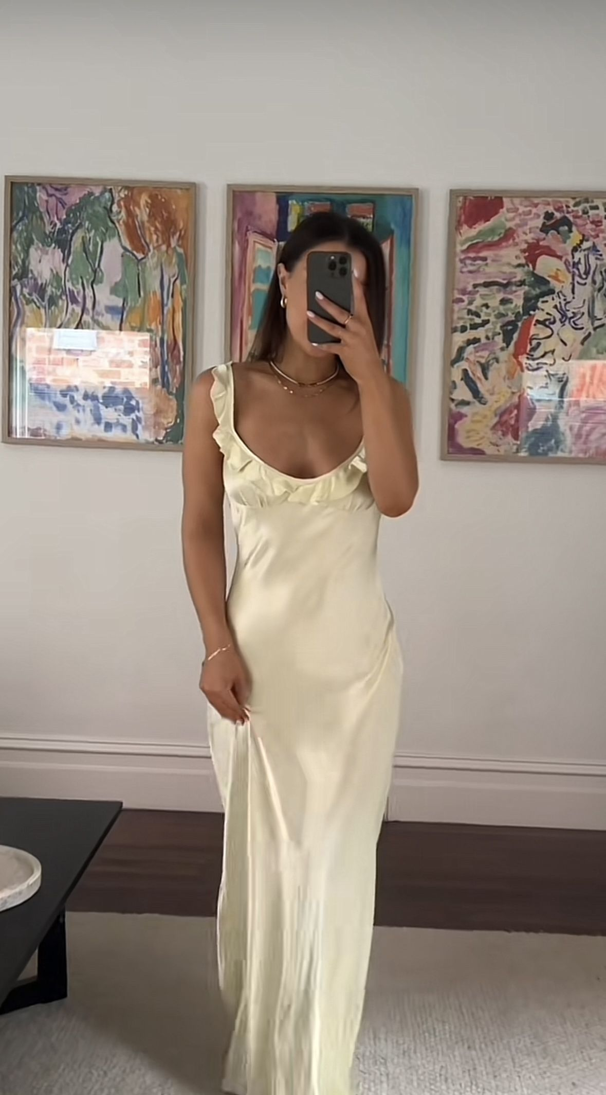 Cute Yellow Satin Long Wedding Guest Dress,Formal Birthday Prom Dress Party Gown D3485