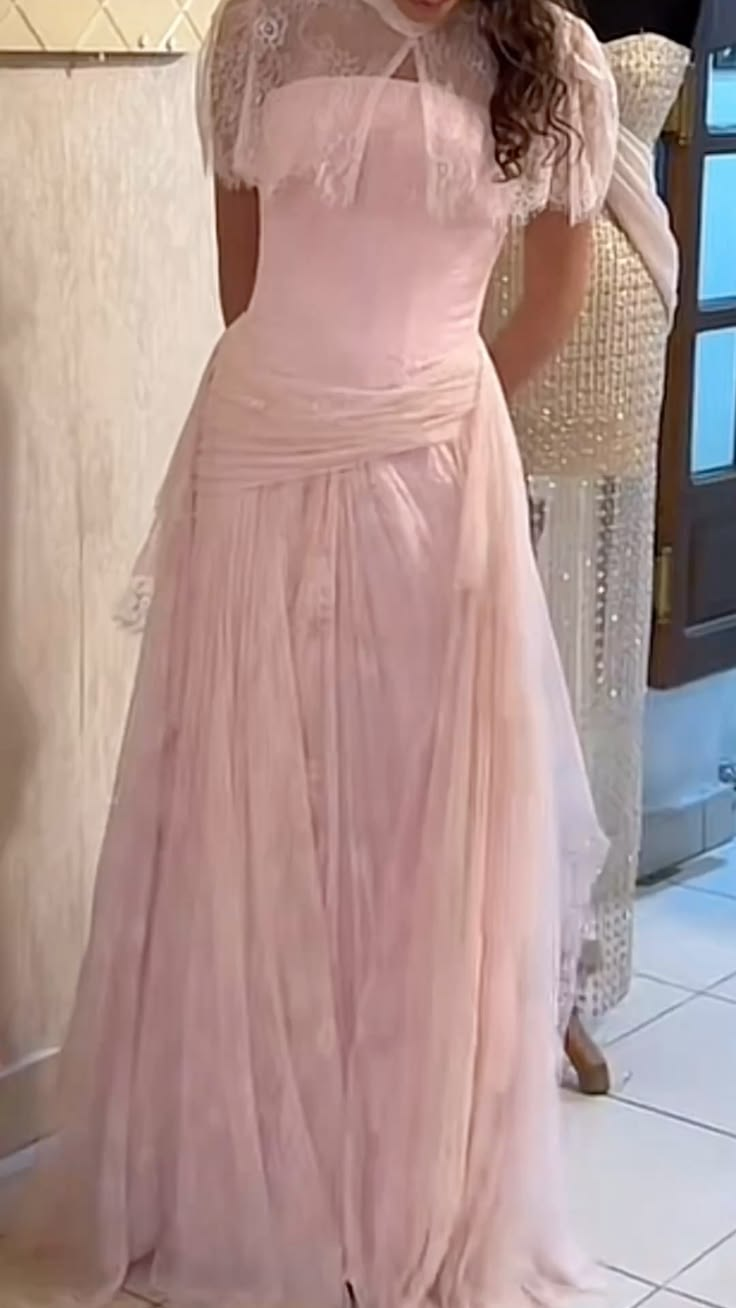 Pretty Pink Strapless Lace Long Evening Dress Birthday Prom Dresses D4613