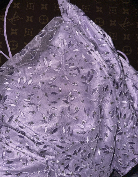 Pretty Spaghetti Straps Lavender Tulle Beaded Embroidery Mermaid Evening Dress Long Birthday Prom Gown D1427