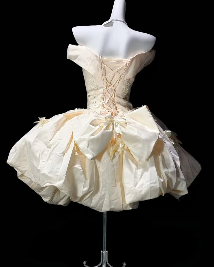Sweet Off The Shoulder Satin Appliques Off White A Line Short 8th Grade Homecoming Dress With Bow D3772