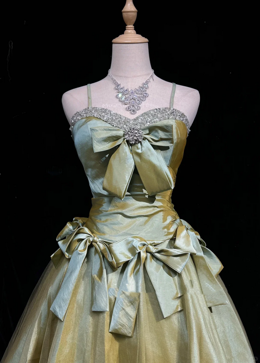 Retro Olive Green Tulle Satin Beaded Short Graduation Homecoming Dress,Spaghetti Straps A Line Mini Birthday Dress D2840