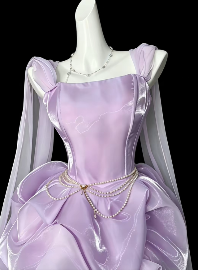 Classy Purple Tulle Pleated A Line Short Homecoming Dress Birthday Outfits D4178