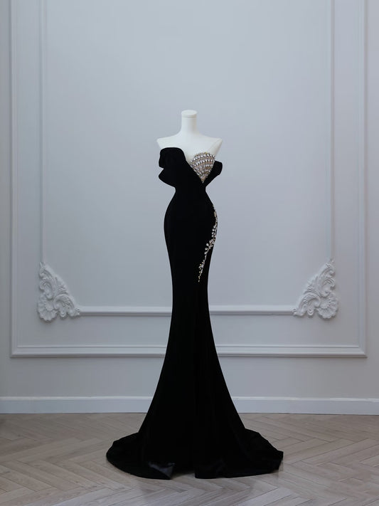 Sexy Mermaid Sweetheart Black Long Prom Dresses Evening Gowns S3873