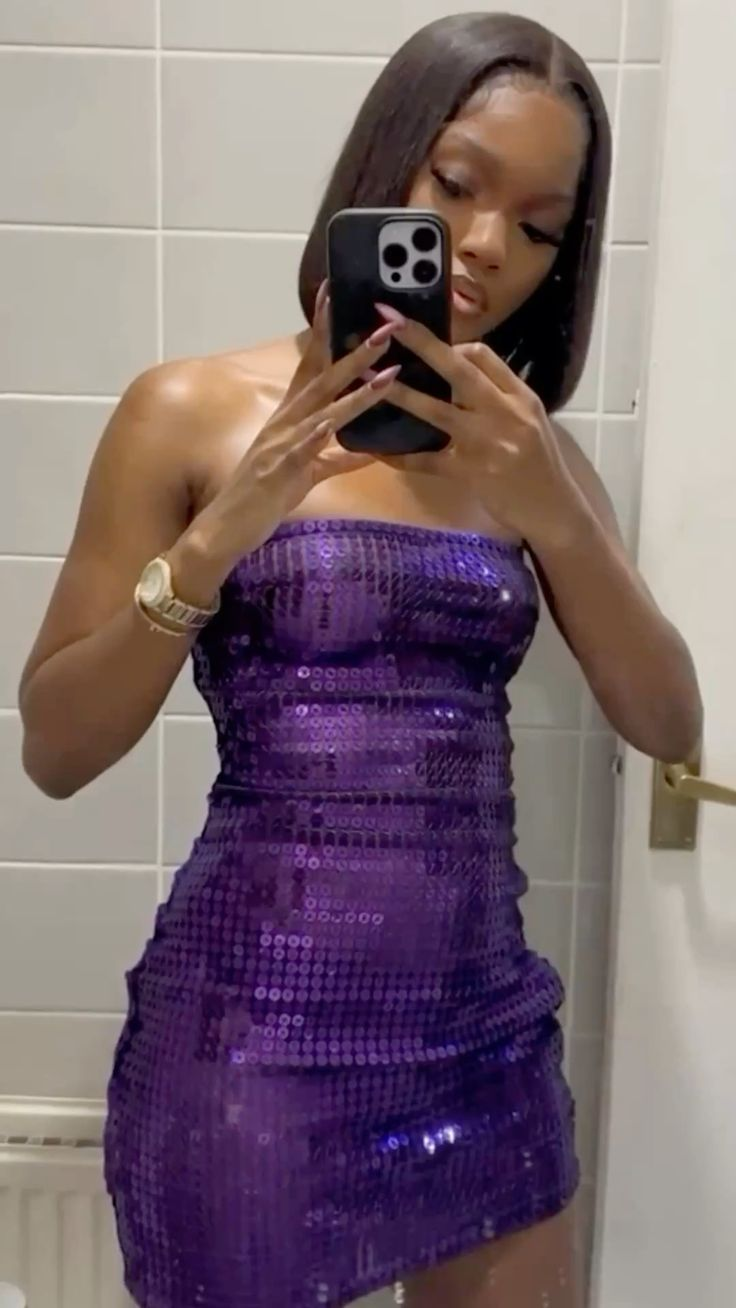 Fashion Strapless Purple Sequin Sheath Short Graduation Homecoming Dress Cocktail Dress D4554