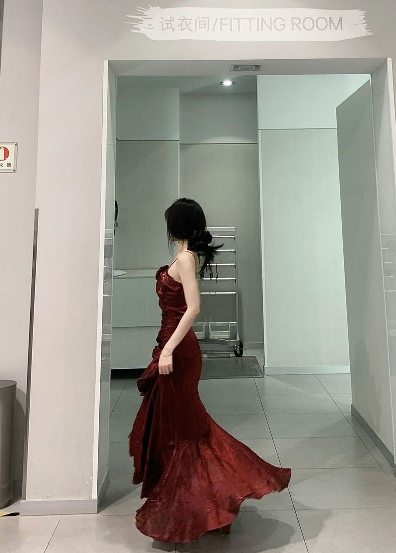 Sexy Sheath Burgundy Long Prom Dresses Beaded Sequins Sweetheart Evening Gowns DP04781