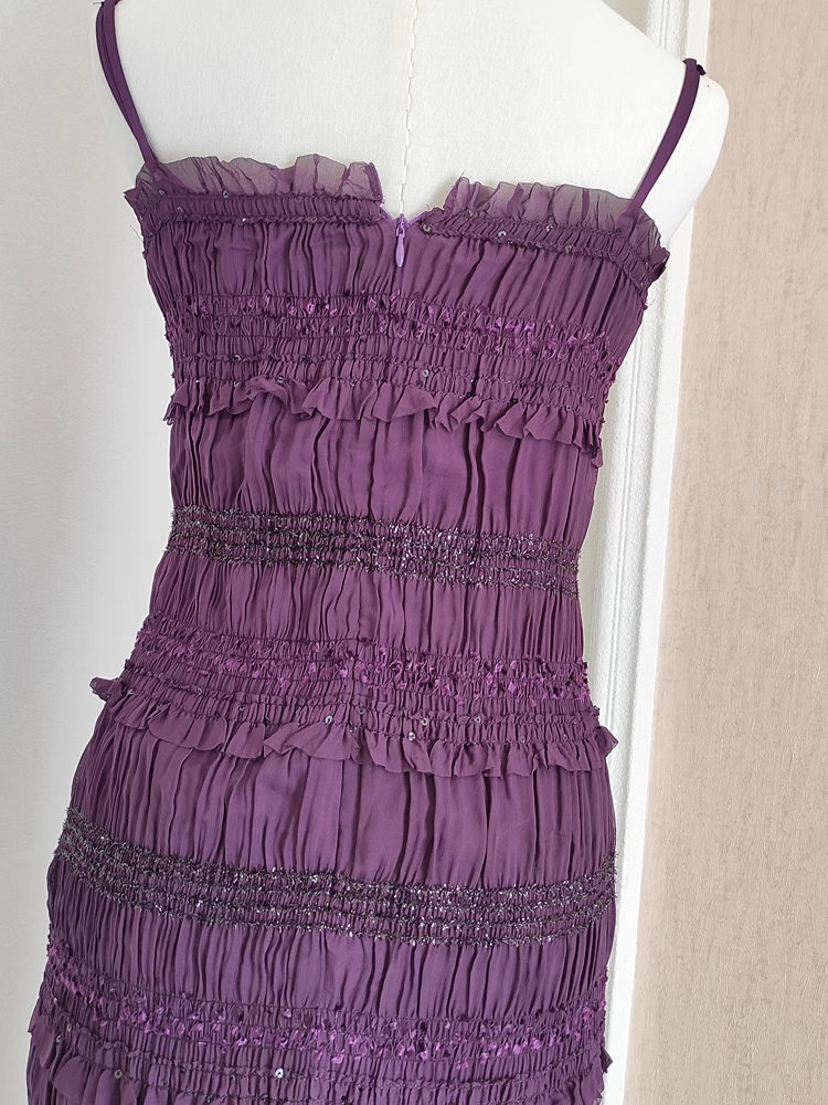 Sexy Sheath Spaghetti Straps Grape Sleeveless Party Dress Holiday Birthday Dresses For Women SD357