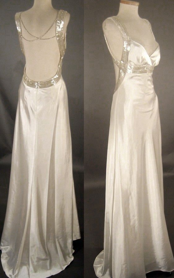 Classy V Neck White Satin Sequin Mermaid Long Wedding Dress Bridal Dress D1462