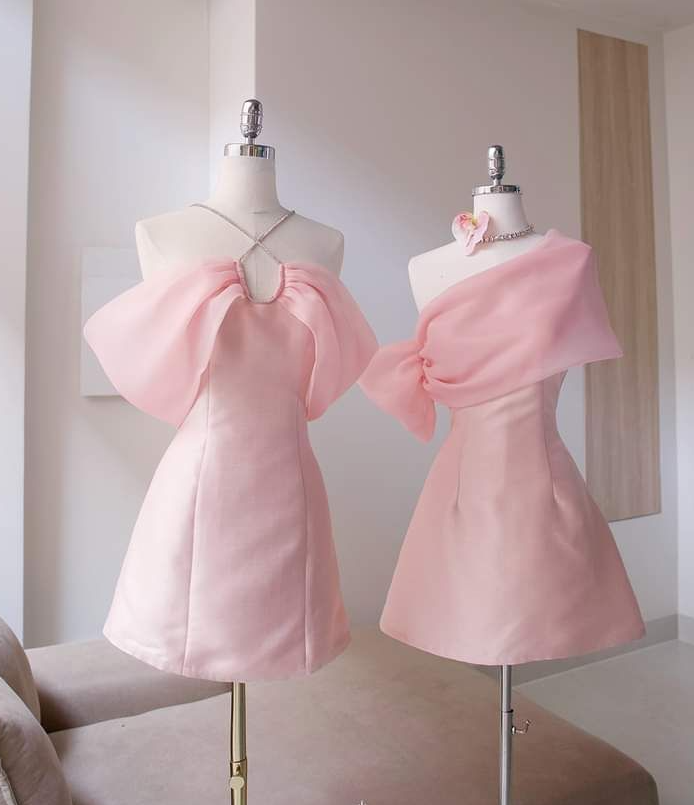 Charming One Shoulder Pink Short Graduation Homecoming Dress Formal 20th Birthday Outfits D632