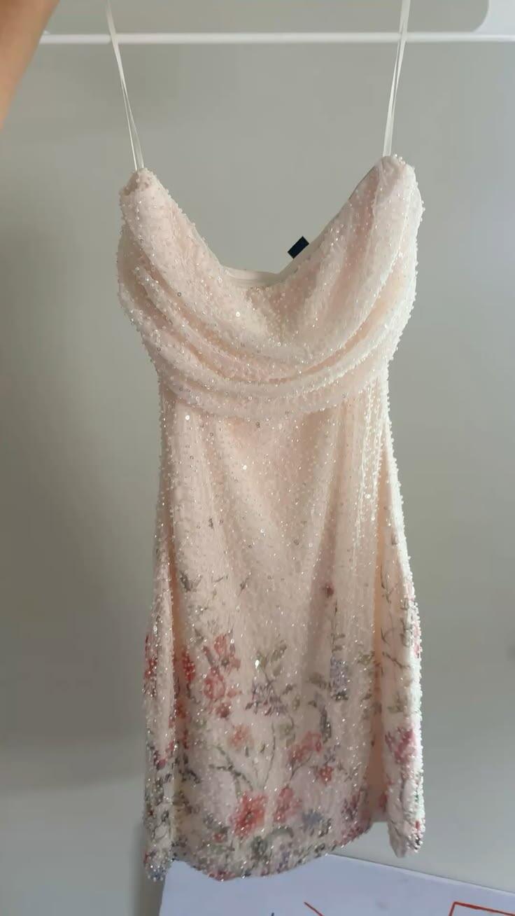Gorgeous Pink Spaghetti Straps Sequin Short Graduation Homecoming Dress Birthday Outfits D2963