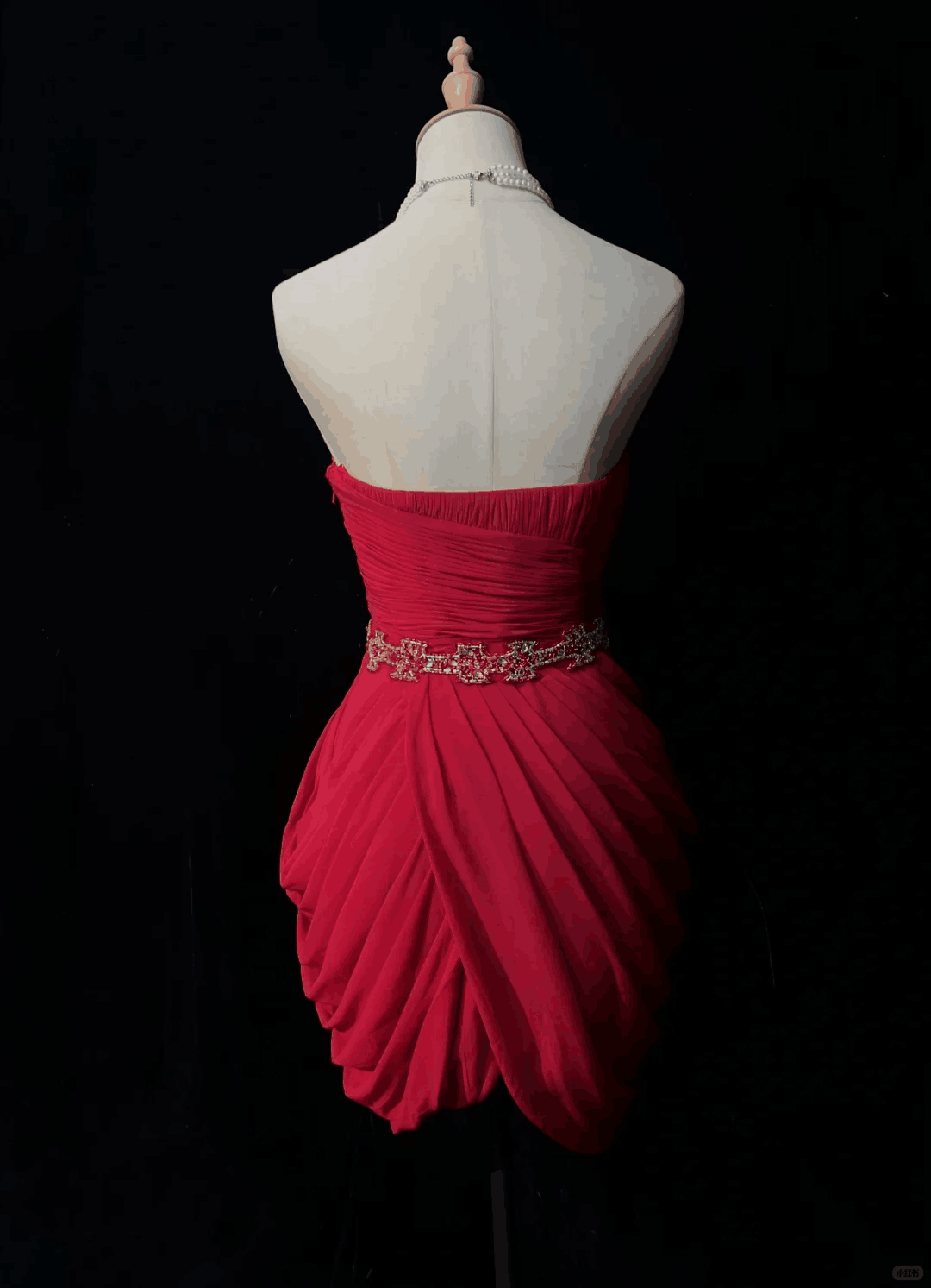 Sexy Red Strapless Chiffon Ruched Beaded Sheath Short 8th Grade Homecoming Dress Cocktail Dress D3376