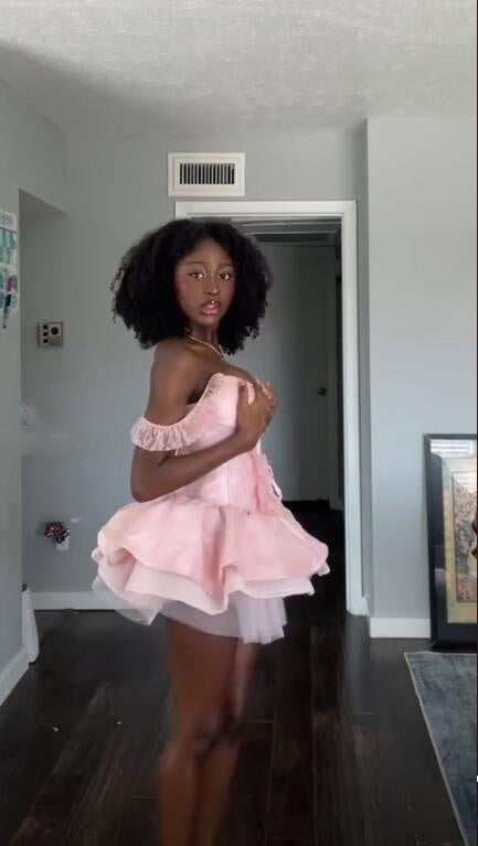 Cute Pink Satin Tulle Short Homecoming Dress Cocktail Dress D4456