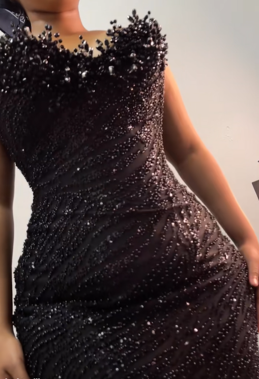Glitter Black Strapless Sequin Beaded Mermaid Evening Dress Formal Birthday Party Gown D1163