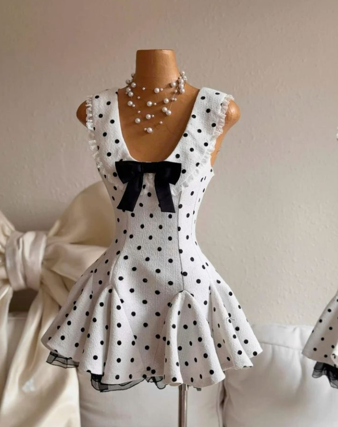 Cute White Satin A Line Short Birthday Dress Women Dress D468