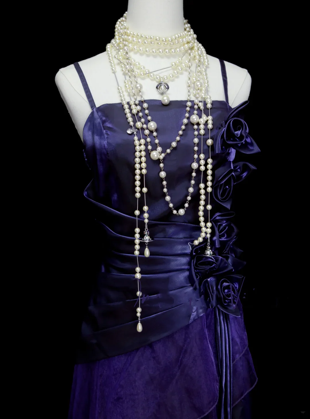 Chic Spaghetti Straps Grape With Flowers Long Prom Dresses Birthday Evening Dress D4515