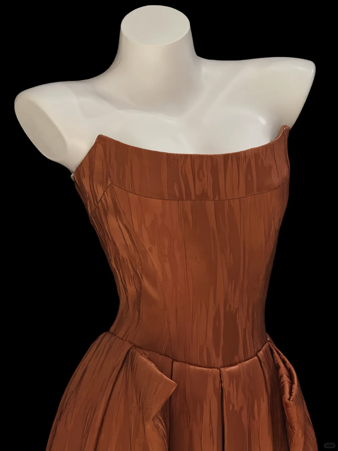 Vintage Burnt Orange Strapless Satin A Line Party Dress Long Wedding Guest Dress D2916
