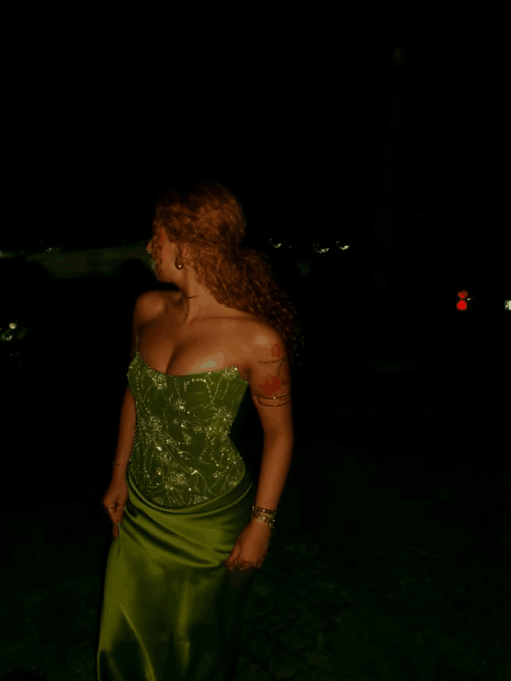 Elegant Green Strapless Satin Sequin Mermaid Party Dress Long Wedding Guest Dress D3808