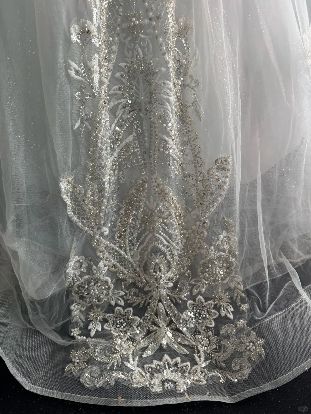 Glamorous Ice Blue Off The Shoulder Tulle Beaded Wedding Dress Formal Bridal Dress D3716